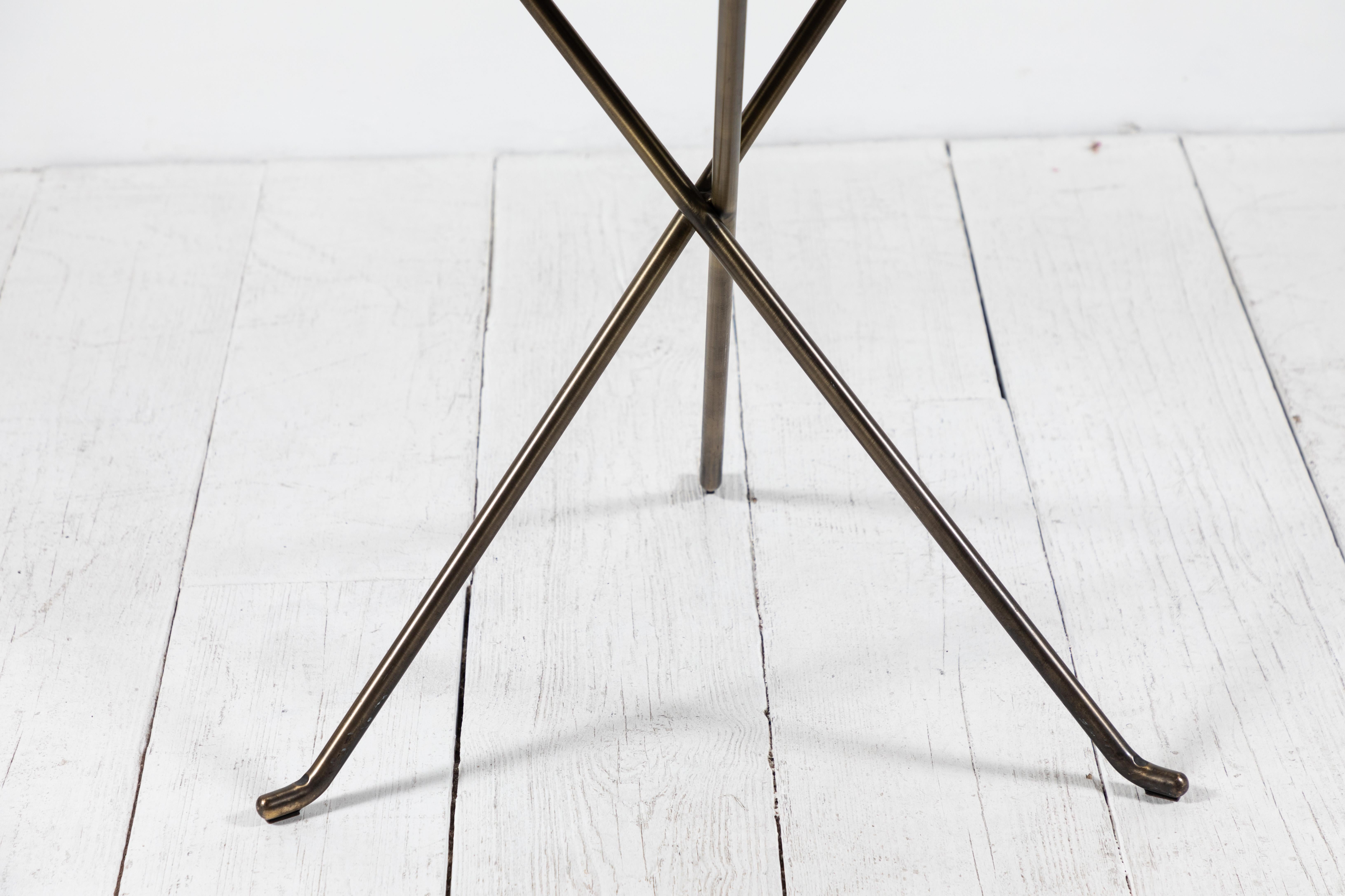Round Stone Topped Table with Metal Base In Excellent Condition In Los Angeles, CA