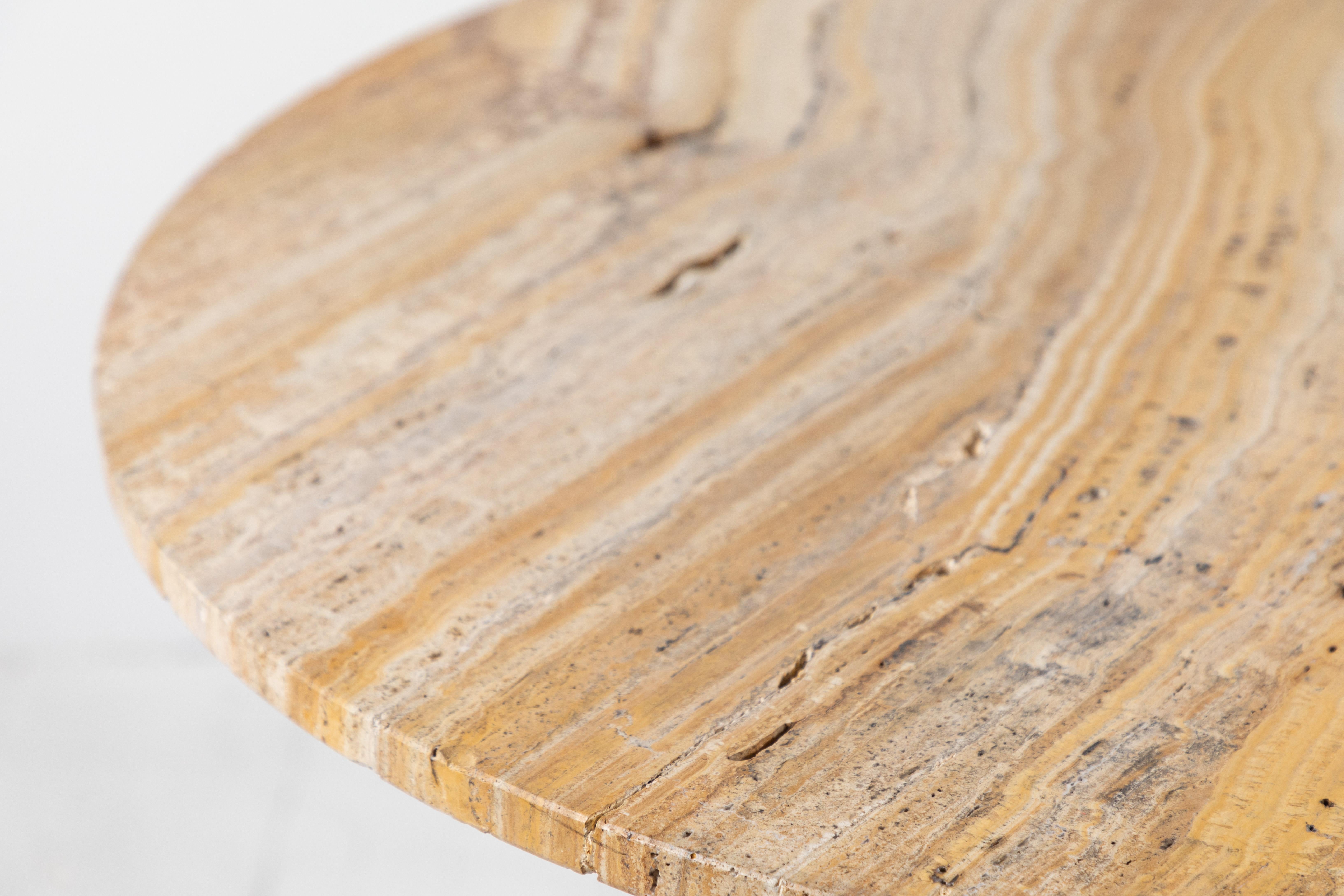 Late 20th Century Round Stone Topped Table with Metal Base