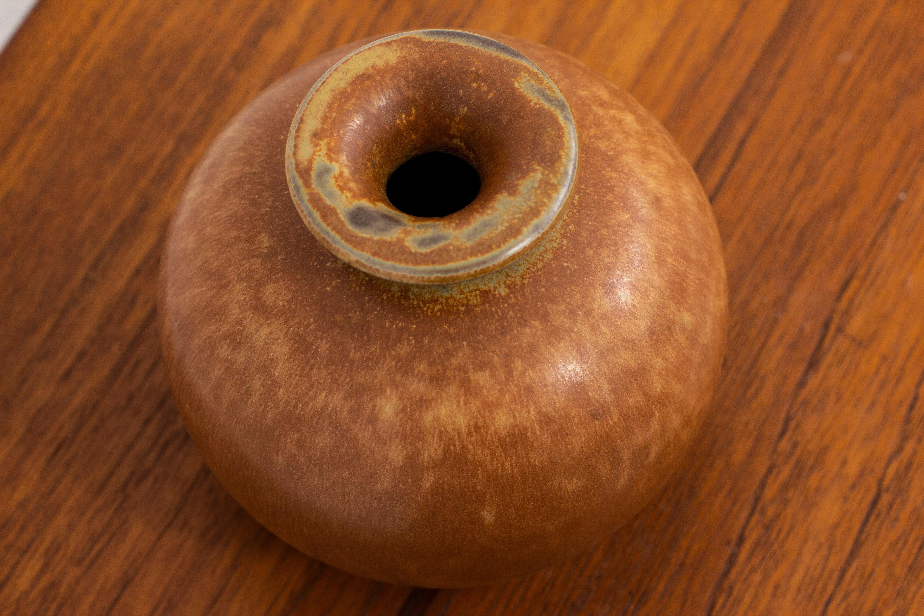 Swedish Round Stoneware Vase by Gunnar Nylund, Sweden, 1940s For Sale