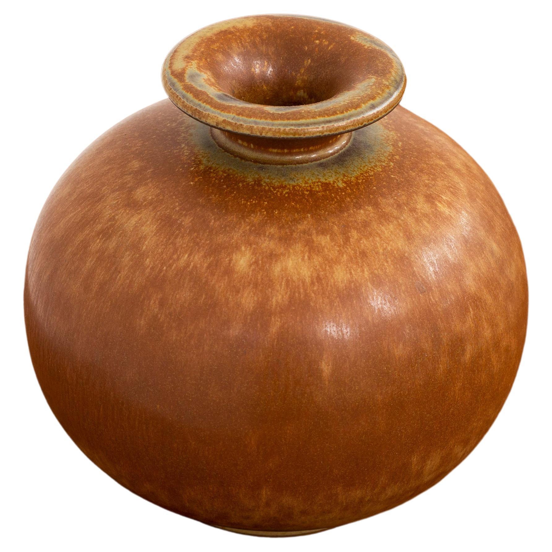 Round Stoneware Vase by Gunnar Nylund, Sweden, 1940s For Sale