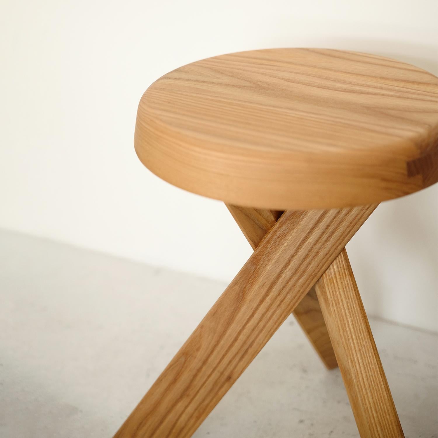 Hand-Crafted Round Stool by Pierre Chapo, 2022, Chapo Création