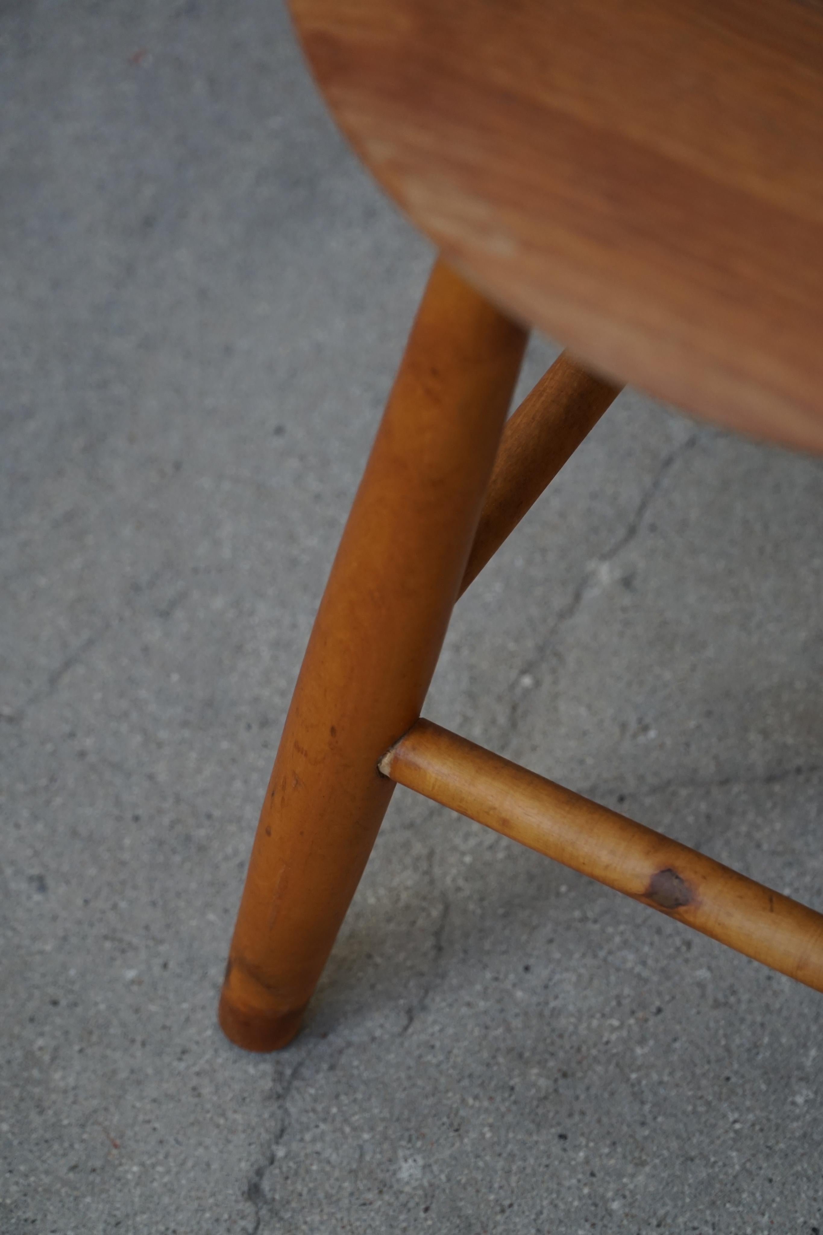 20th Century Round Stool in Beech by a Danish Cabinetmaker, Mid Century Modern, 1970s For Sale