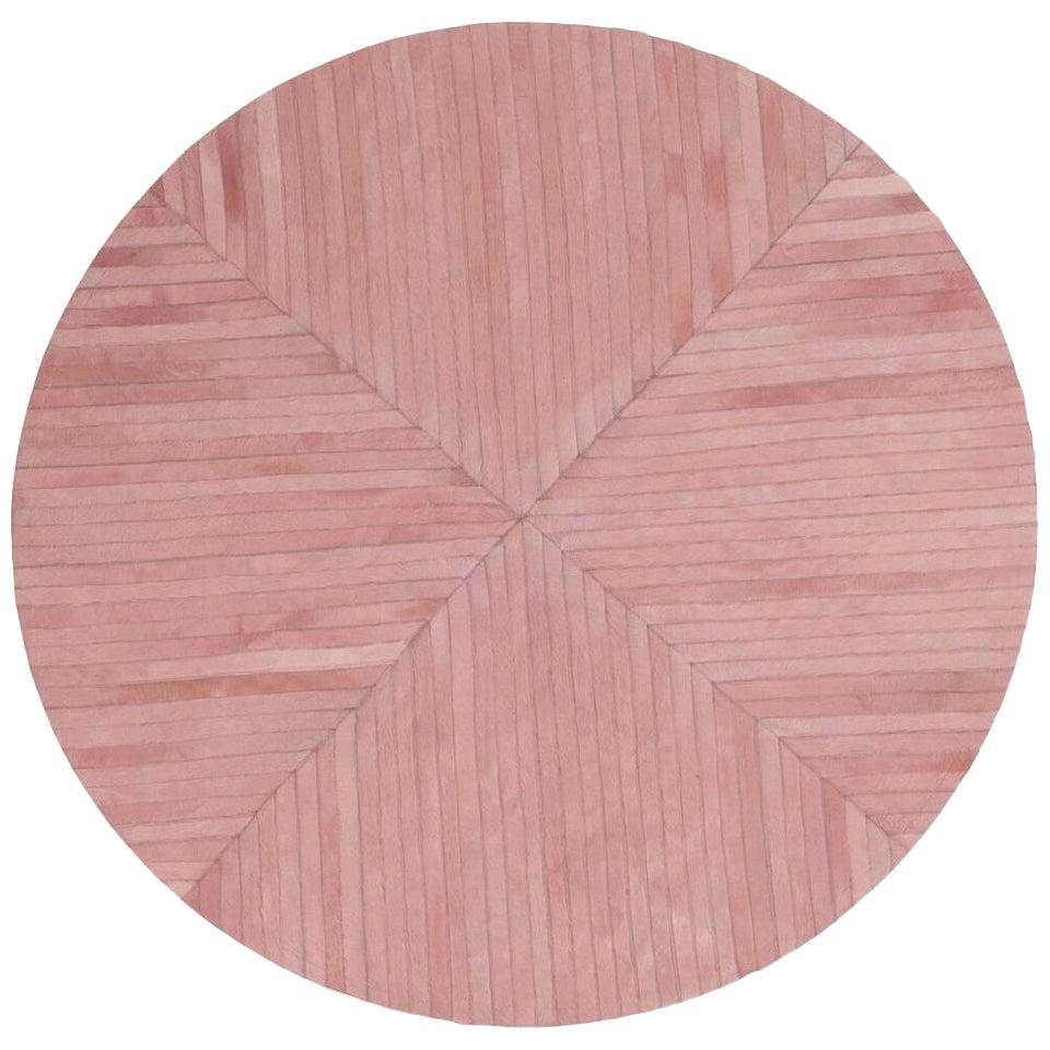 Round Striped Pink Customizable La Quinta Cowhide Area Rug Extra Large For Sale