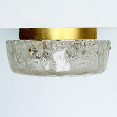 Round Structured Glass Flush Mount by Hillebrand, 1970