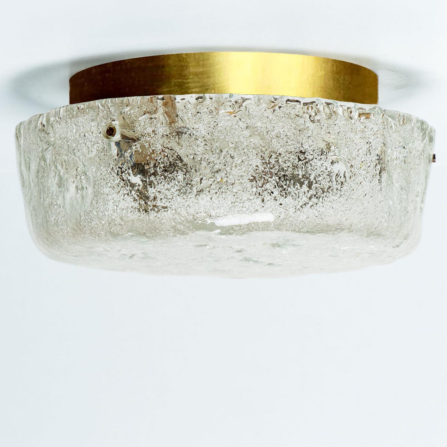 Monture encastrée ronde en verre structuré par Hillebrand, 1970 en vente 1
