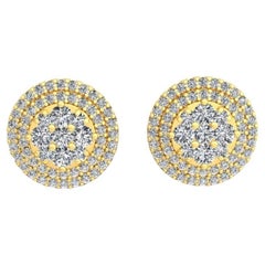 Round Stud Diamond Earrings, 18k Gold, 0.88ct