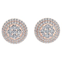 Round Stud Diamond Earrings, 18k Rose Gold, 0.88ct
