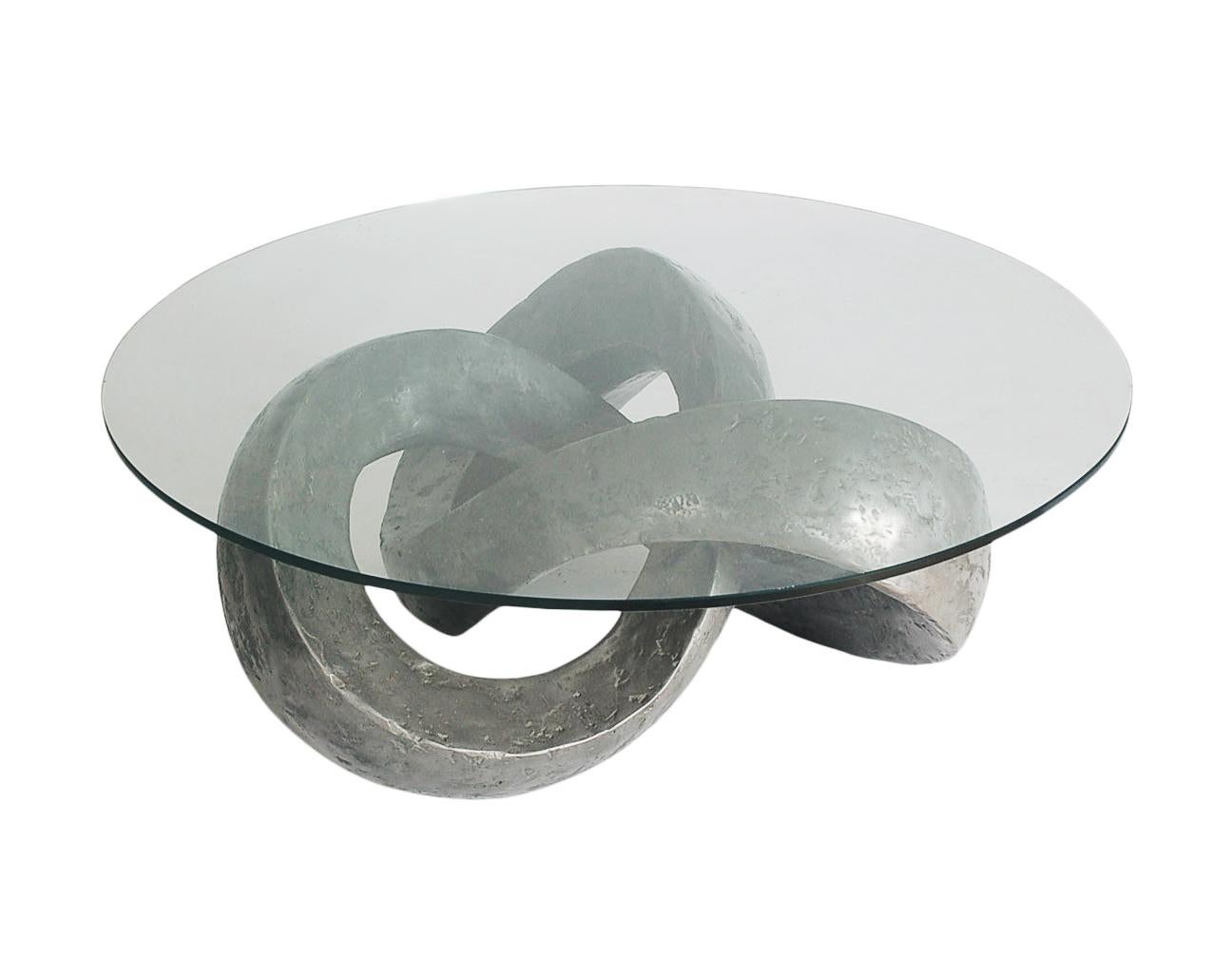 American Round Studio Mid Century Abstract Modern Coffee Table in Sculptural Form & Glass For Sale