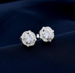 Round Studs Earrings 925 Sterling Silver Moissanite Minimalist Gift For Women.