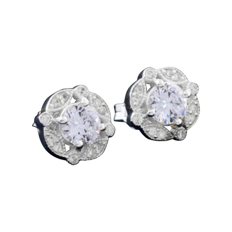 Orecchini tondi con borchie in argento 925 Moissanite Regalo minimalista per donne.