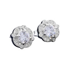 Orecchini tondi con borchie in argento 925 Moissanite Regalo minimalista per donne.