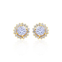 Round Studs Moissanite Earrings 925 Sterling Silver Minimalist Gift For Women.