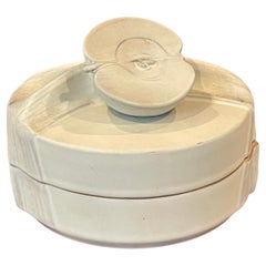 Round Stylized Ceramic Lidded Trinket Box with Apple Motif by Rosenthal