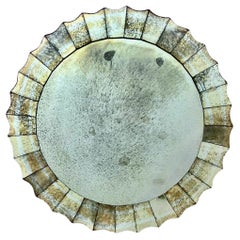Round Sunburst Antiqued Wall Mirror