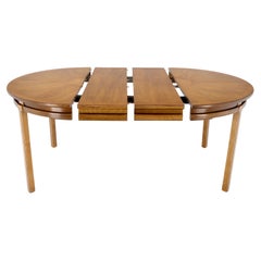 Round Sunburst Pattern Mid-Century Modern Dining Table with Two Leaves Mint