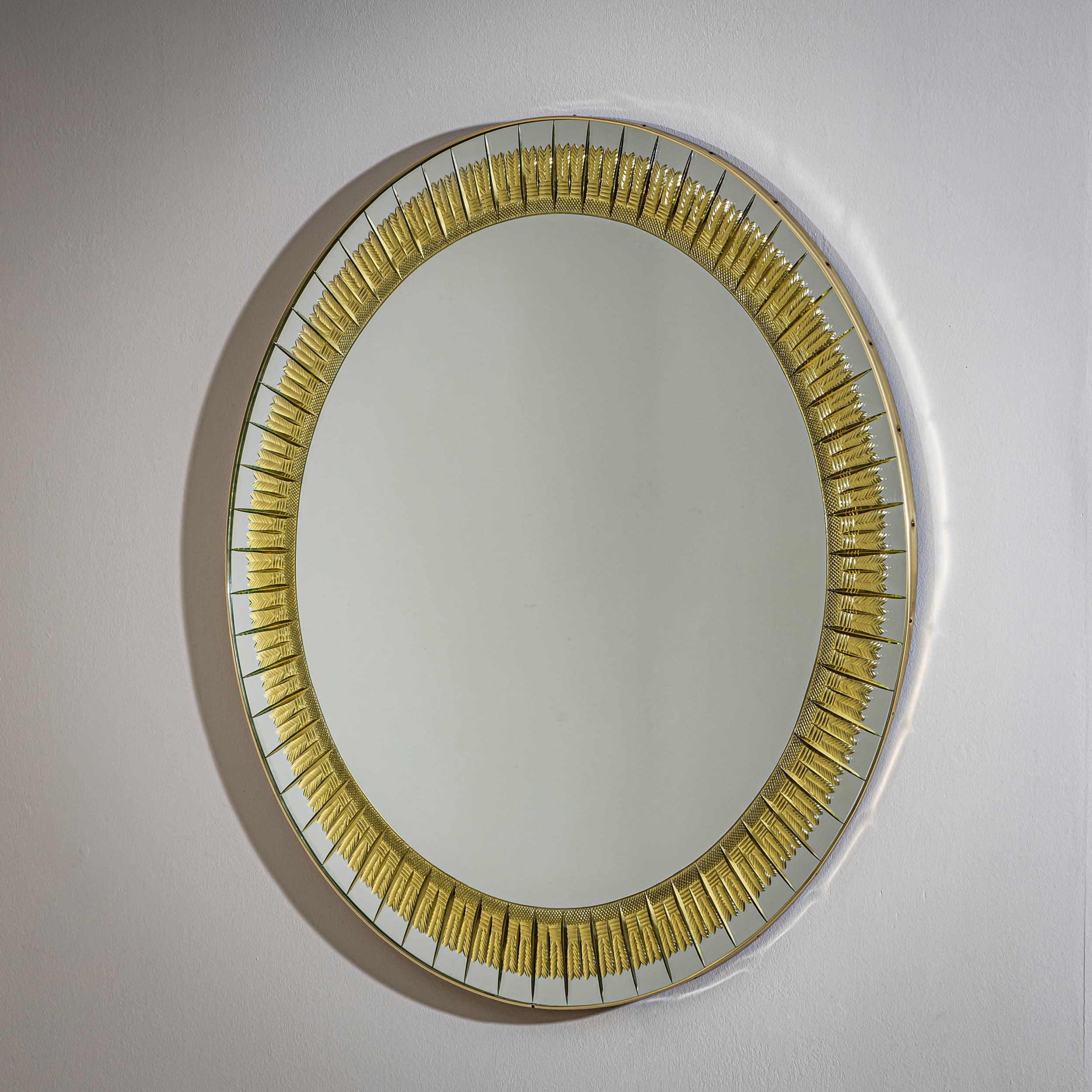 italien Miroir mural rond en forme de soleil par Cristal Arte, Italie