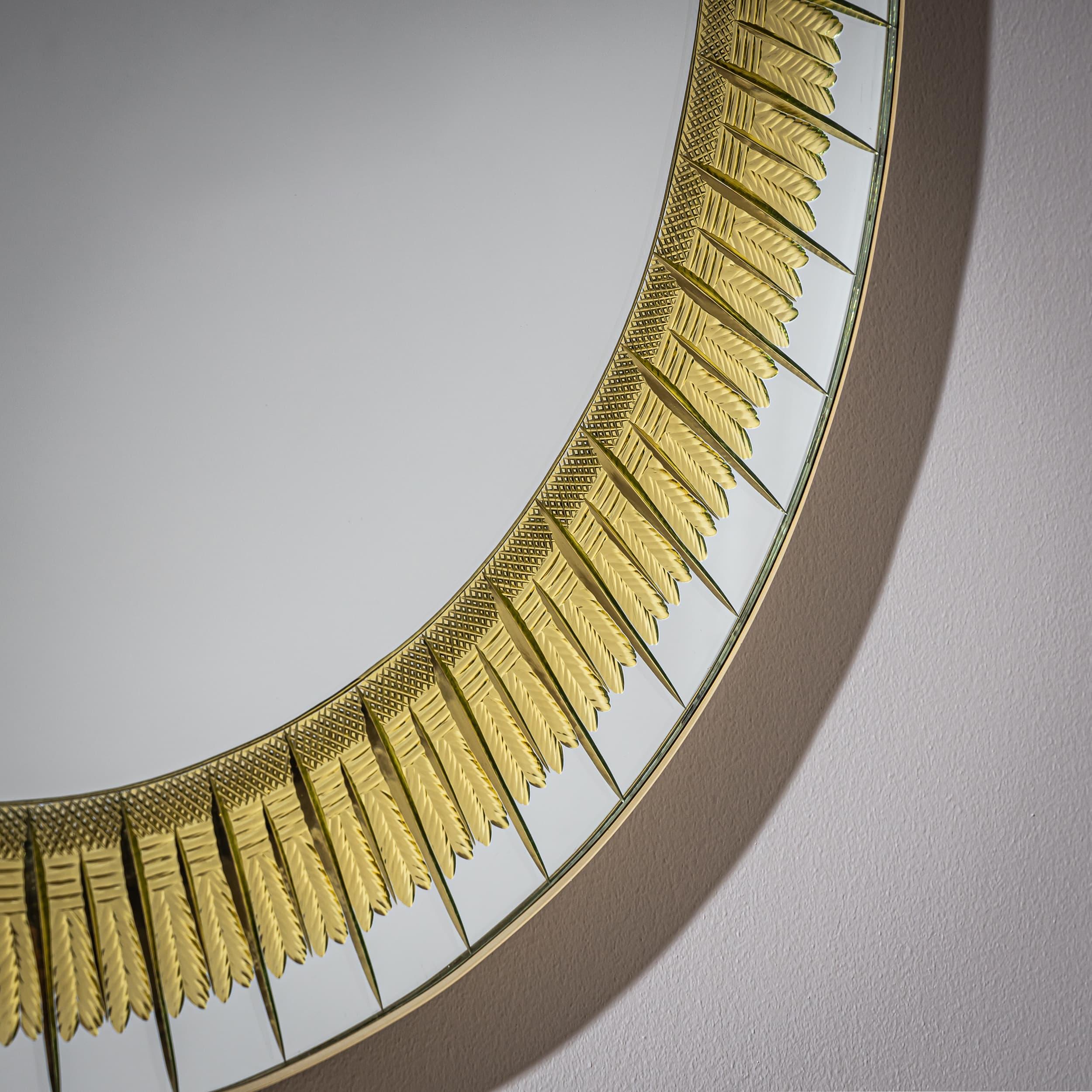 Miroir mural rond en forme de soleil par Cristal Arte, Italie 1