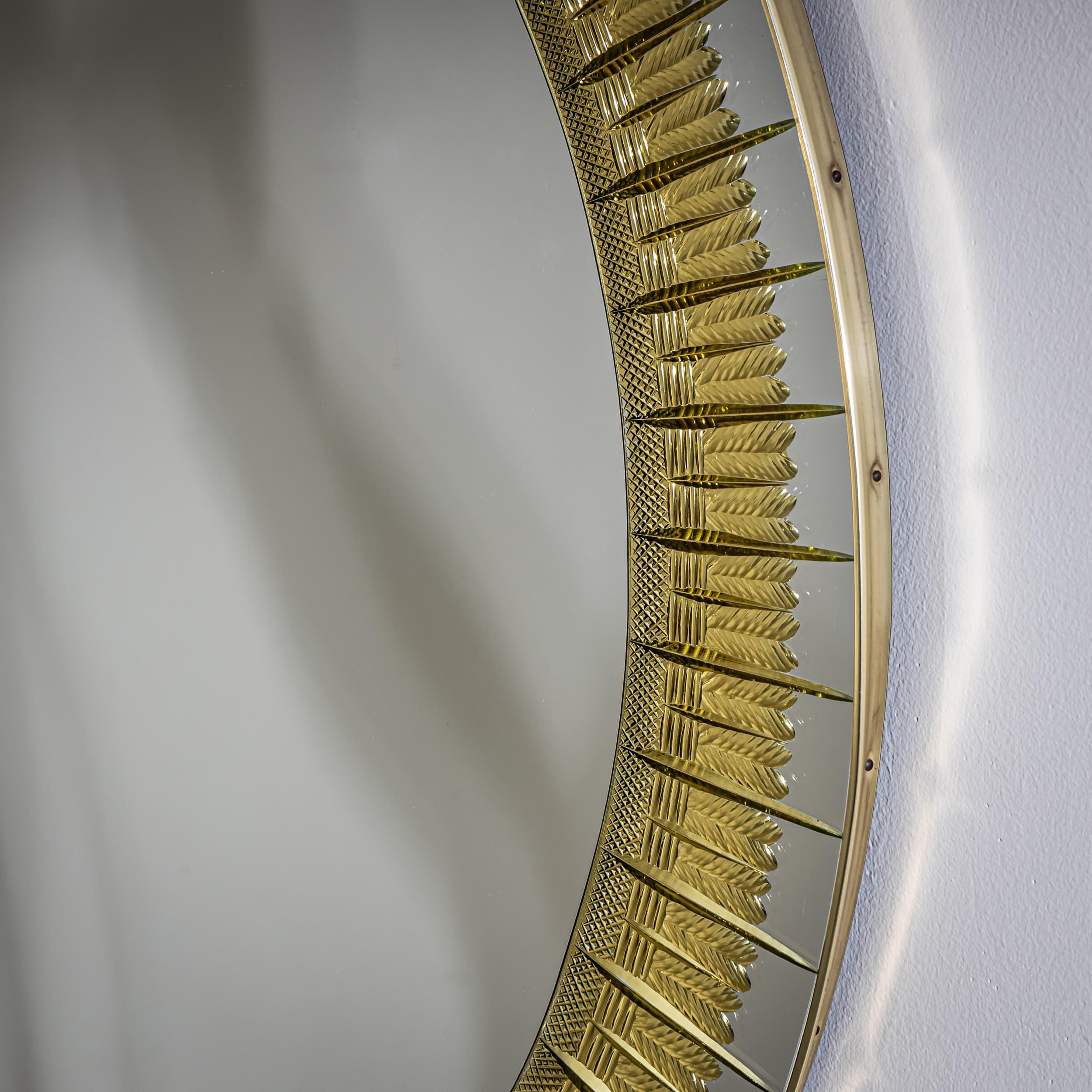 Miroir mural rond en forme de soleil par Cristal Arte, Italie 2