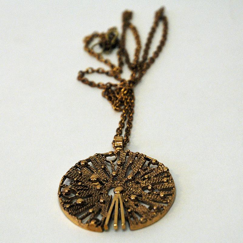 Unknown Round Sunshaped Vintage Bronze Necklace, 1960-1970s For Sale