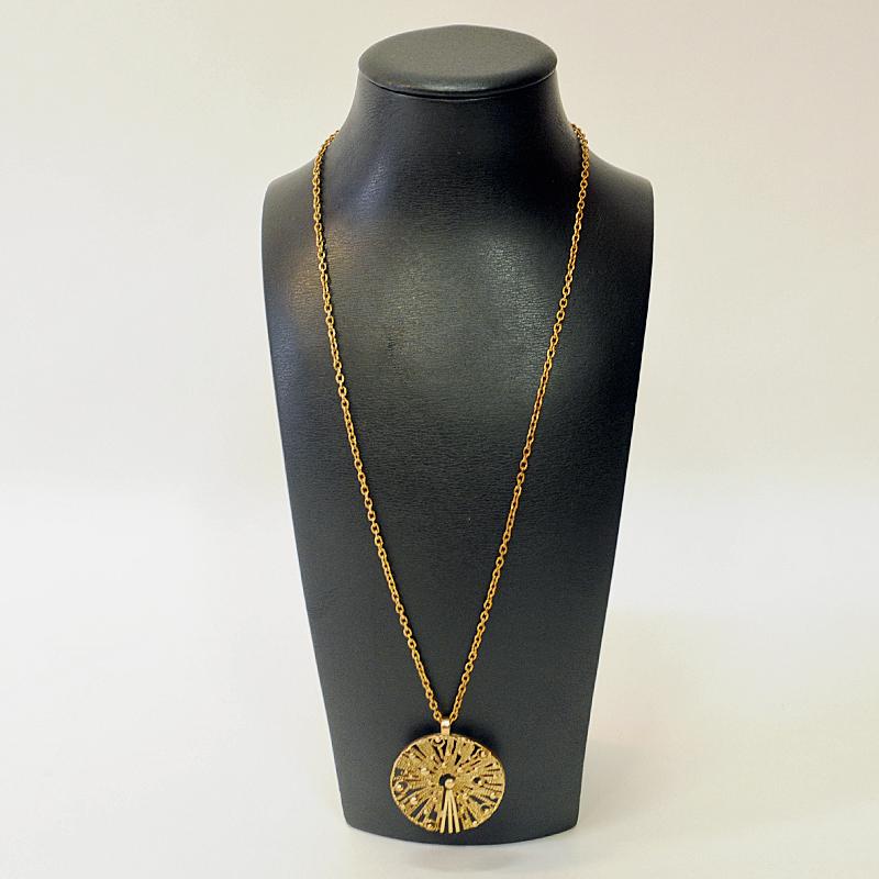 Round Sunshaped Vintage Bronze Necklace, 1960-1970s In Good Condition For Sale In Stockholm, SE