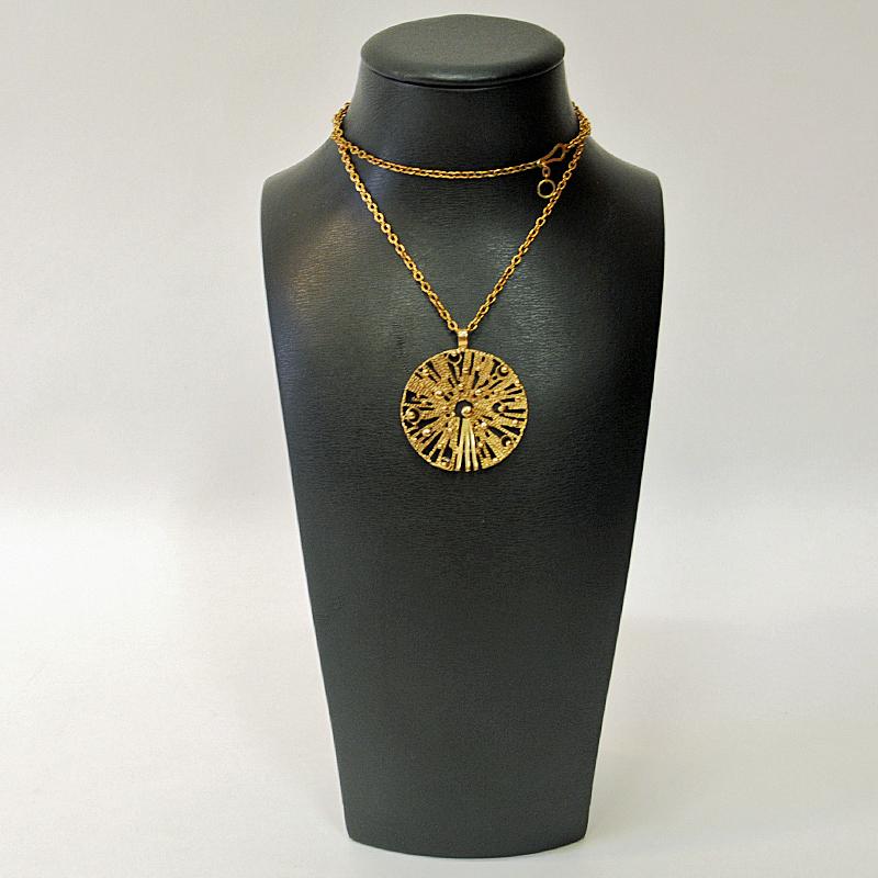 Mid-20th Century Round Sunshaped Vintage Bronze Necklace, 1960-1970s For Sale