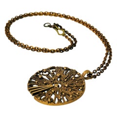 Round Sunshaped Vintage Bronze Necklace, 1960-1970s