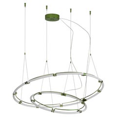 Round Suspension Endless, Matt Metallic Green metal frame, Modern Design, Italy