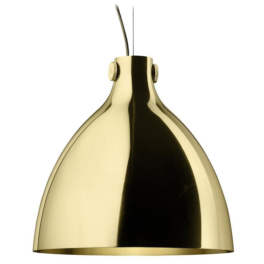 Round Suspension Lamp in Polished Brass By Elisa Giovannoni