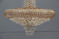 Round Swarovski Chandelier 1970 Gold-Plated Crystal Italian Design Diamond