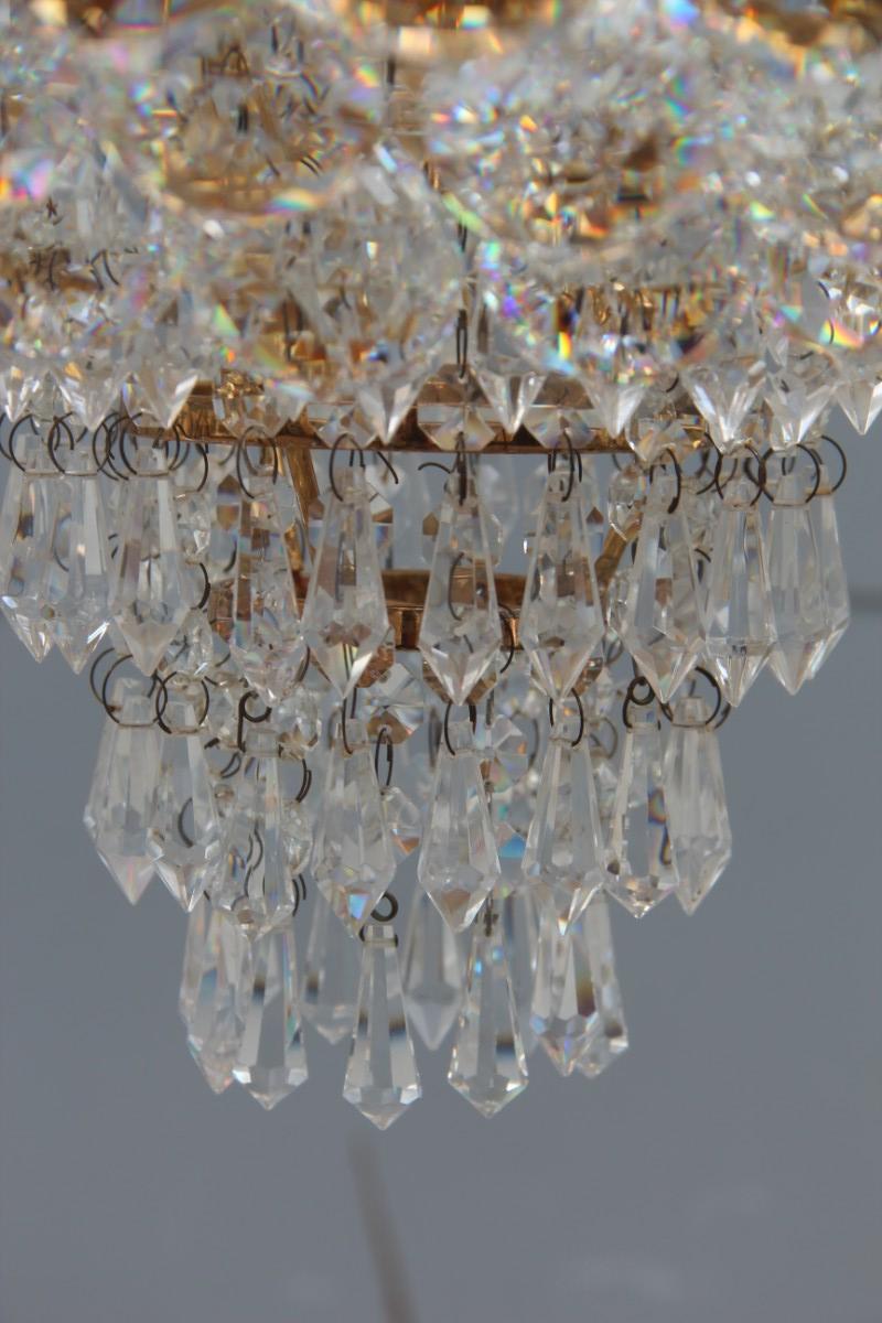 Lustre rond Swarovski en cristal plaqué or, design italien en diamants, 1970 Bon état - En vente à Palermo, Sicily