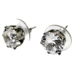 Round Swarovski Crystal Sterling Silver Stud Earrings