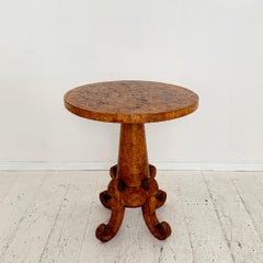 Round Swedish Biedermeier Table in Light brown Birch, around 1820