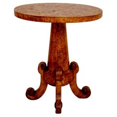 Round Swedish Biedermeier Table in Light brown Birch, around 1820