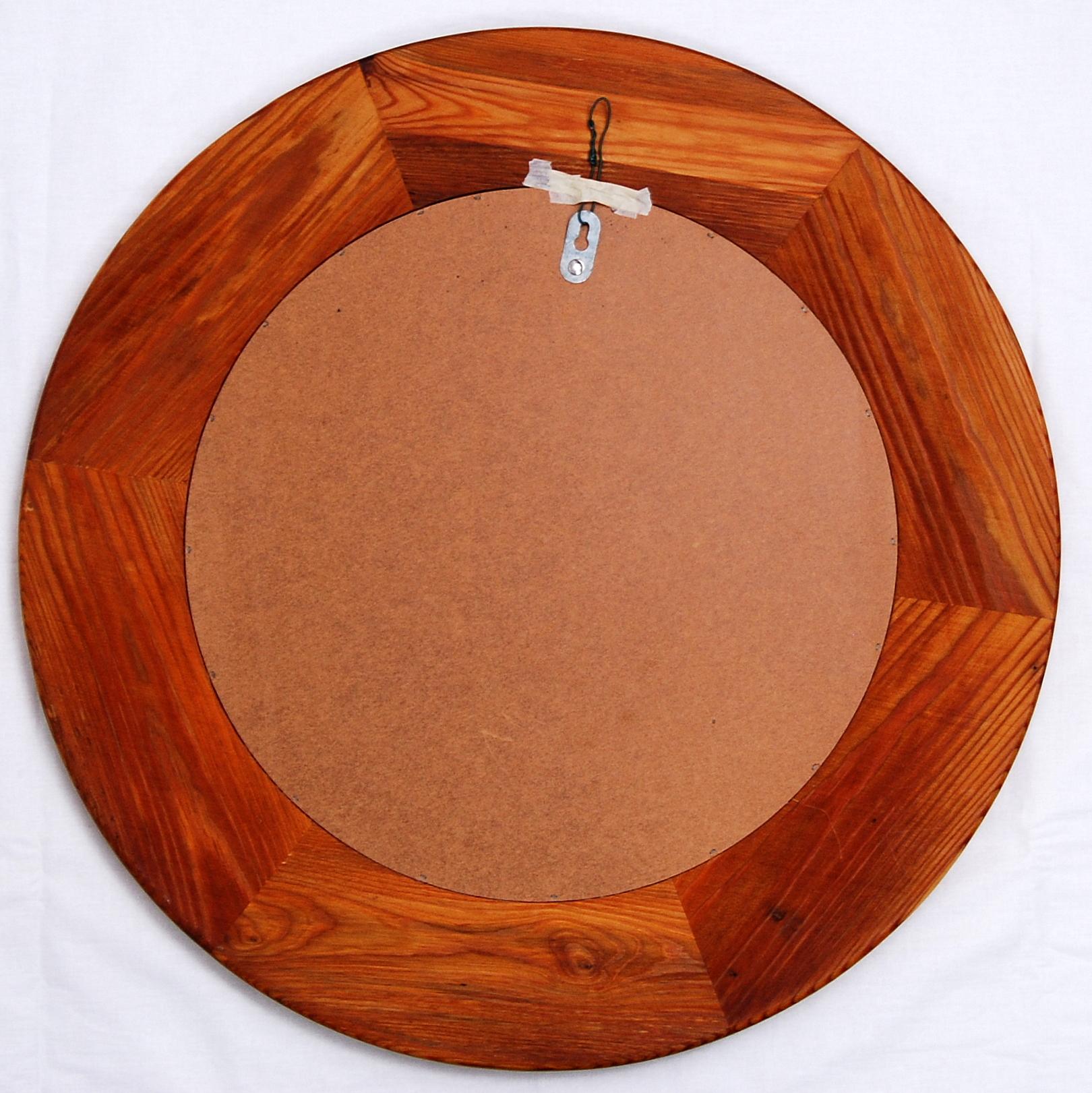 Mid-20th Century Round Swedish Wall Mirror in Pine by Luxus, 1960s