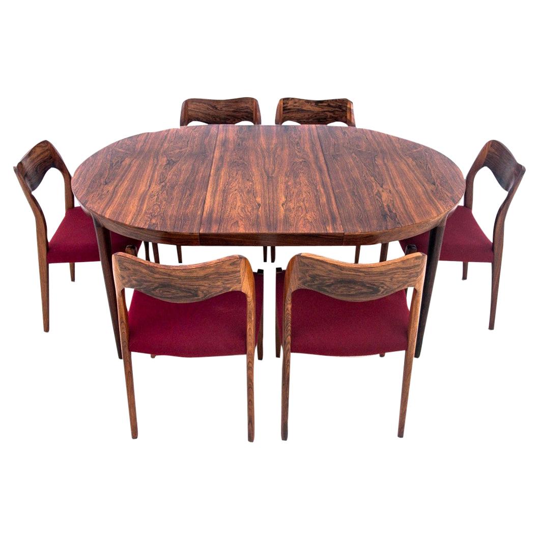 Round Table and Chairs by Niels O. Møller, Denmark, 1960s