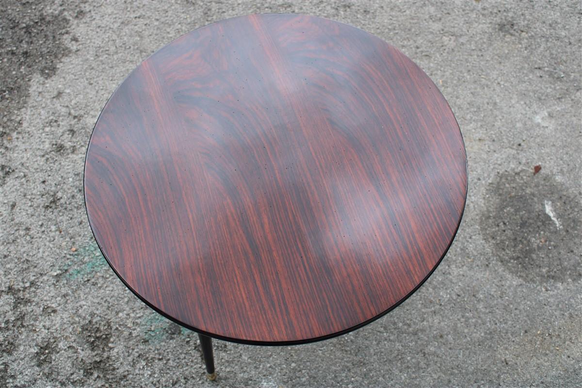 Round Table Coffee Midcentury Italian Design Brass Feet For Sale 1