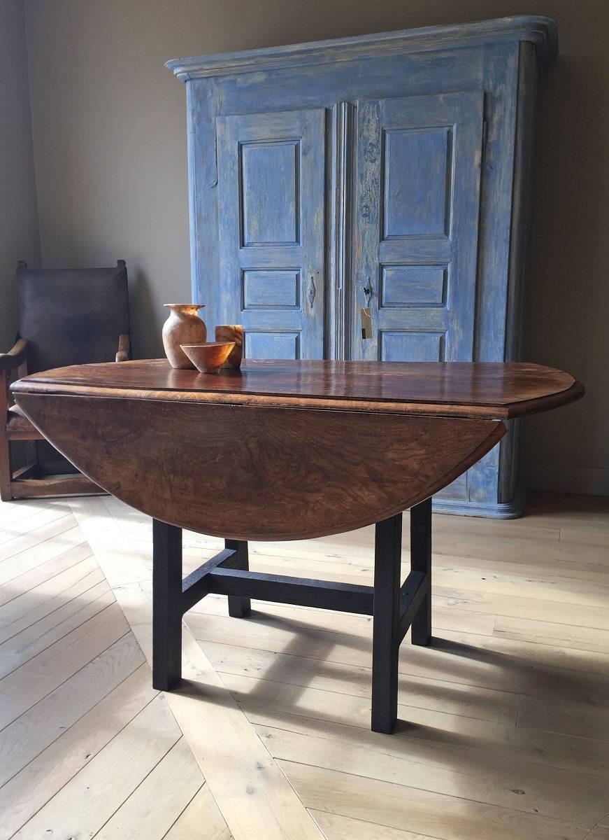 Belgian Round Table Elm Top For Sale