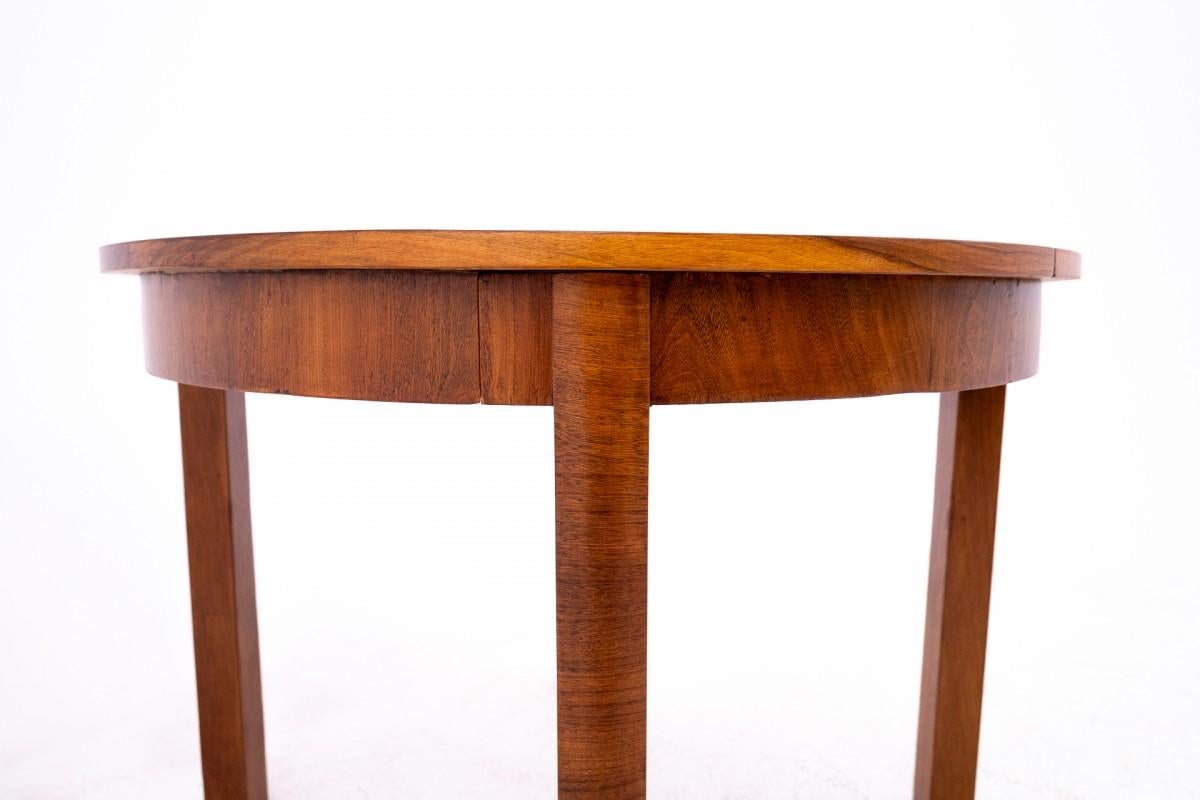 Mid-20th Century Round table in Art Deco style, Poland, 1940s. After renovation.
