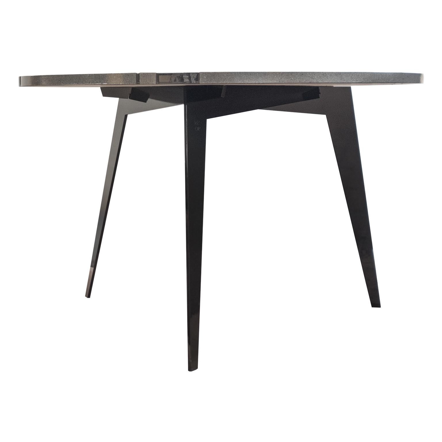 Modern Round Table in Lava Stone and Steel, FilodiFumo 1st For Sale