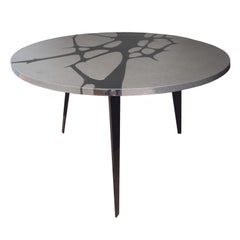 Round Table in Lava Stone and Steel, FilodiFumo 1st