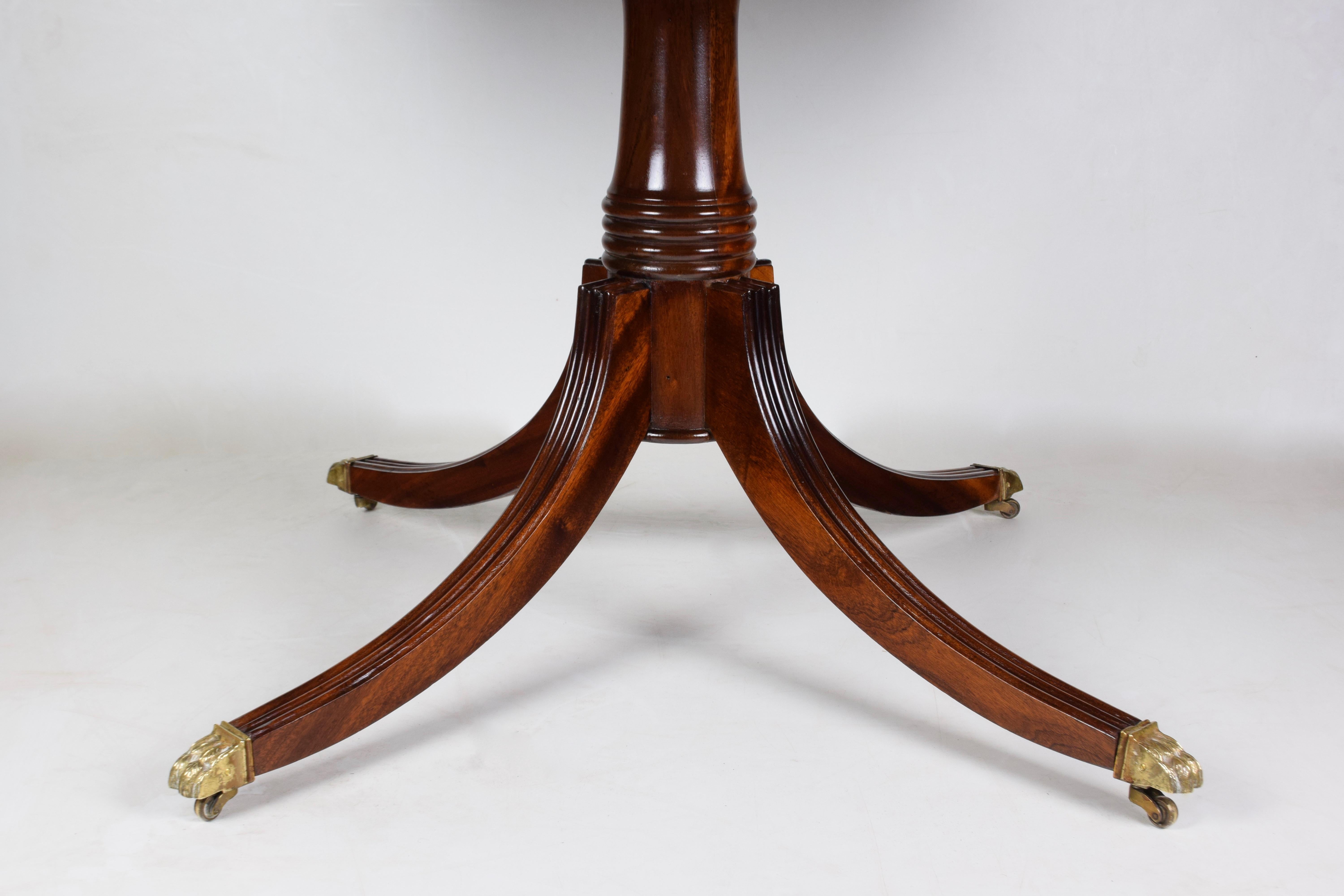 Round Table in Mahogany Flame Veneers Regency Styled For Sale 1