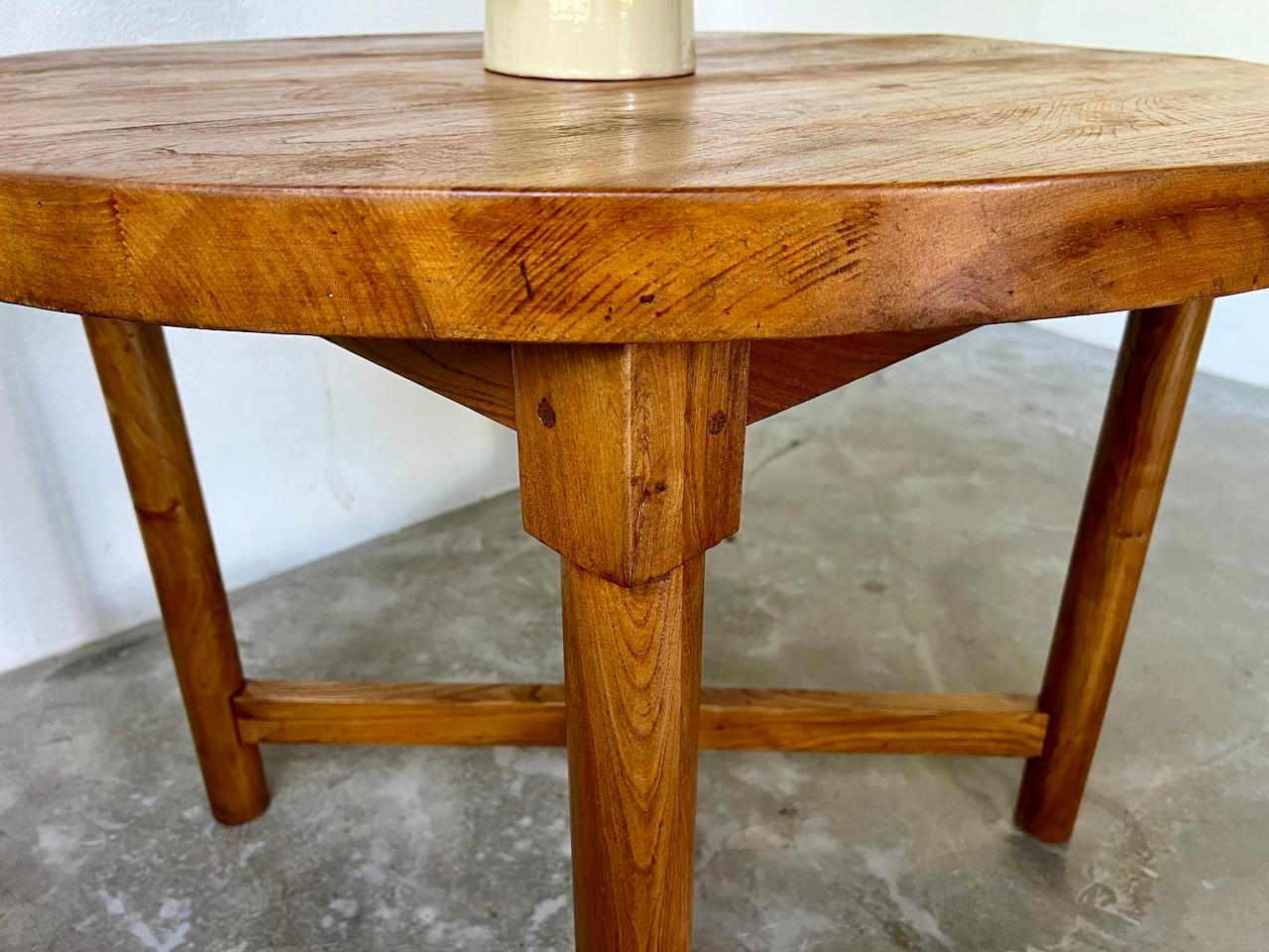 Round table in solid elm by Pierre Gautier Delaye 3