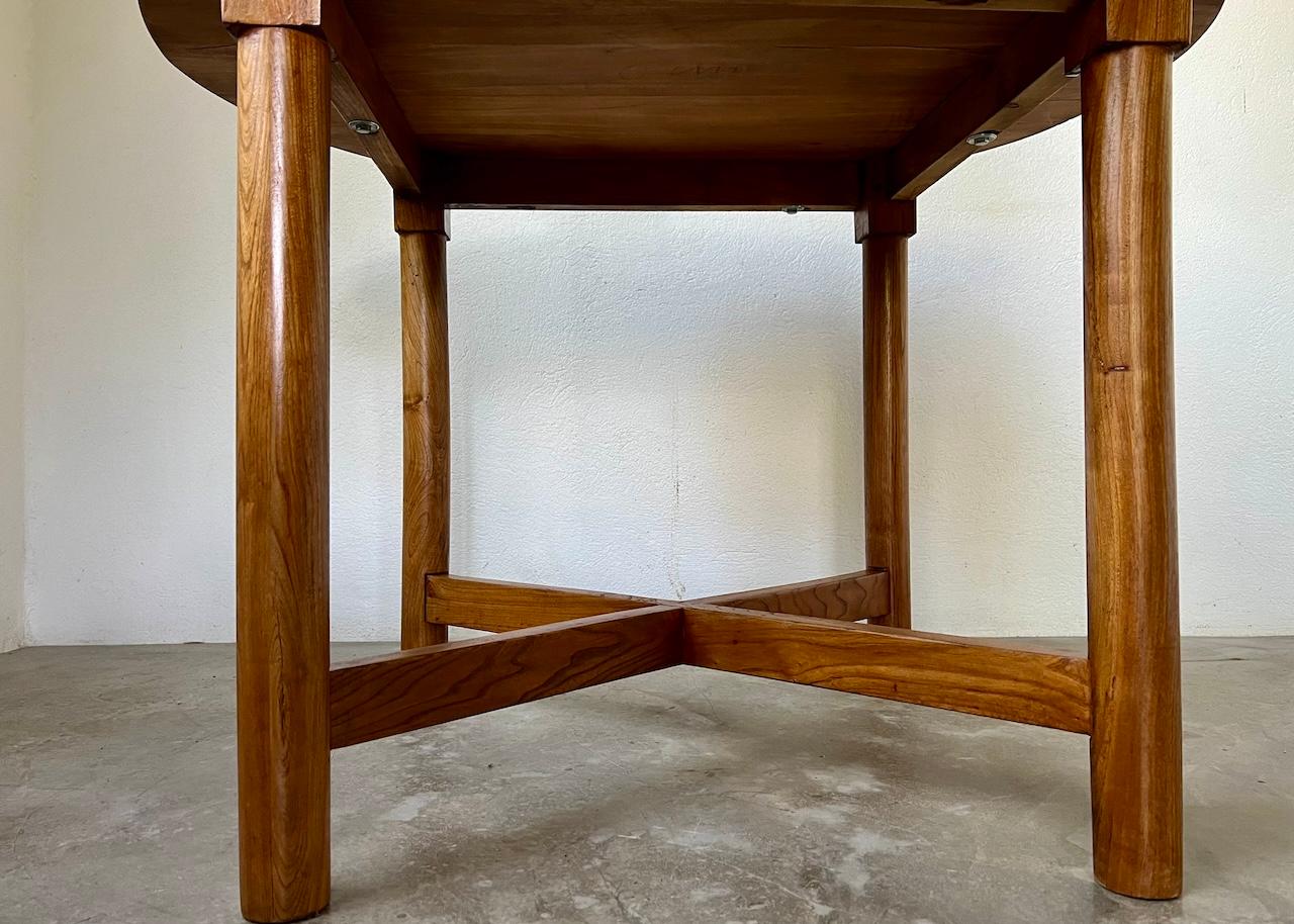 Round table in solid elm by Pierre Gautier Delaye 1