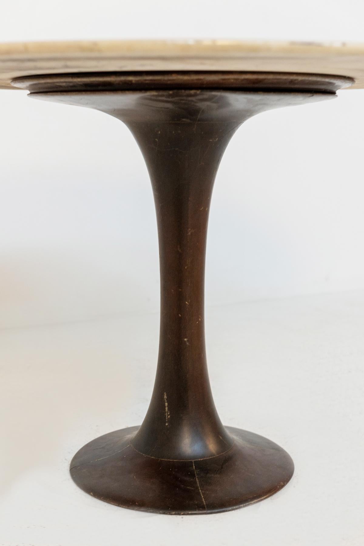 Runder Tisch aus Holz und Marmor von Luigi Massoni für Boffi (Ende des 20. Jahrhunderts) im Angebot