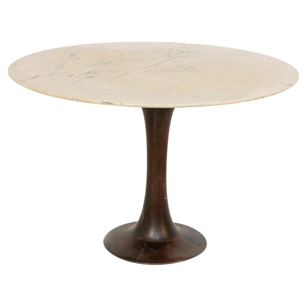 Table ronde en bois et marbre Luigi Massoni pour Boffi