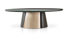Round Table Metal Frame Legs Glossy or Satin Ebony or Oak Customizable
