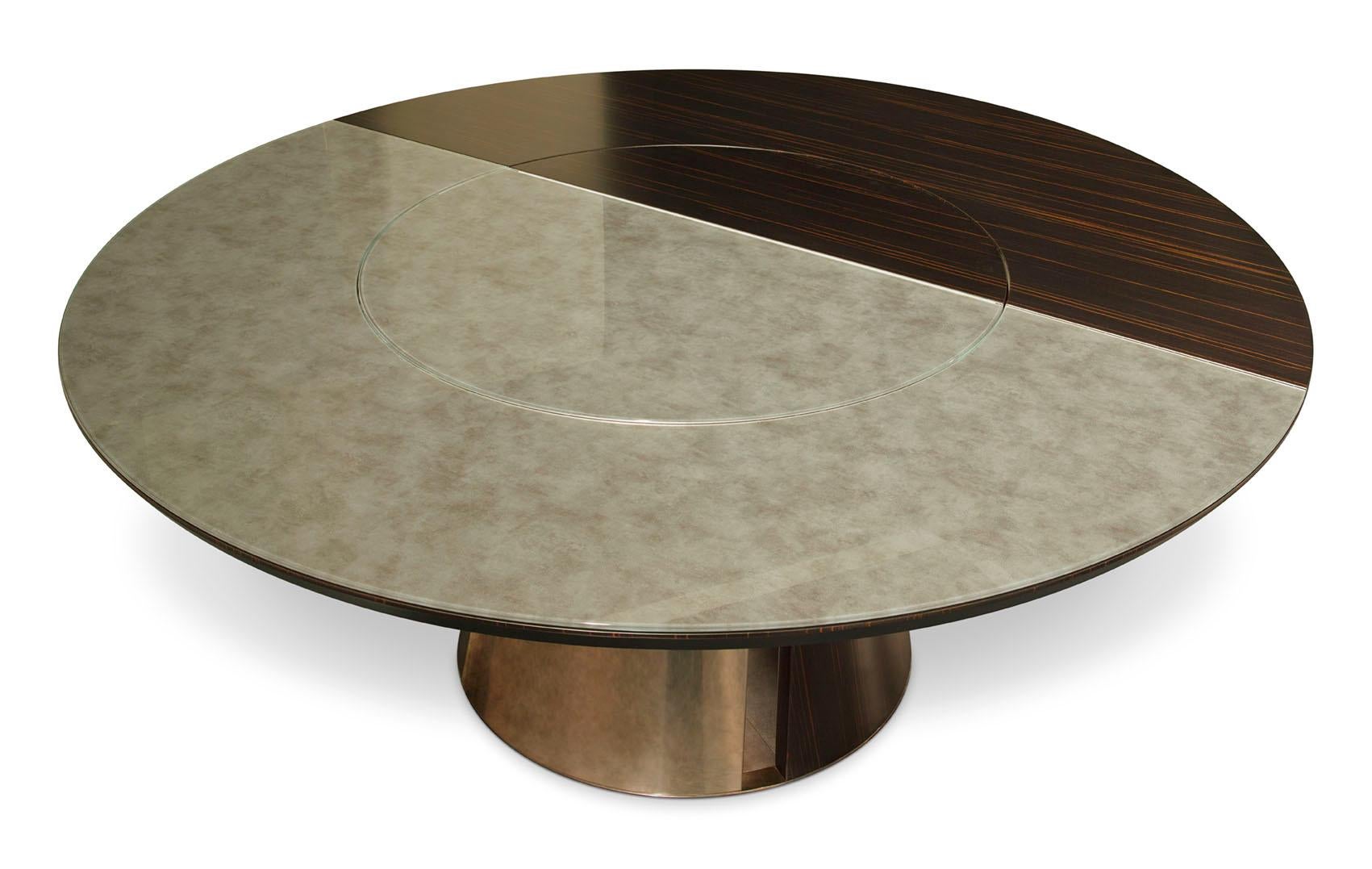 italien Pieds de table ronds personnalisables en métal brillant ou en ébène satiné ou en chêne en vente