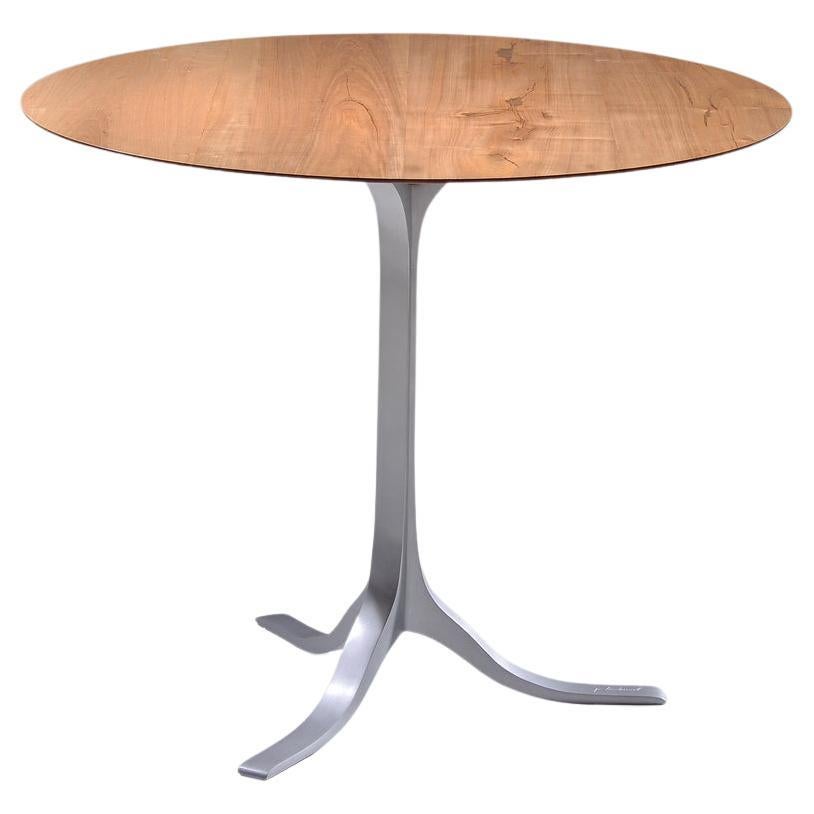 Round Table, Reclaimed Hardwood and Sand Cast Aluminum Base