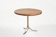 Round Table, Reclaimed Hardwood and Sand Cast Brass Base