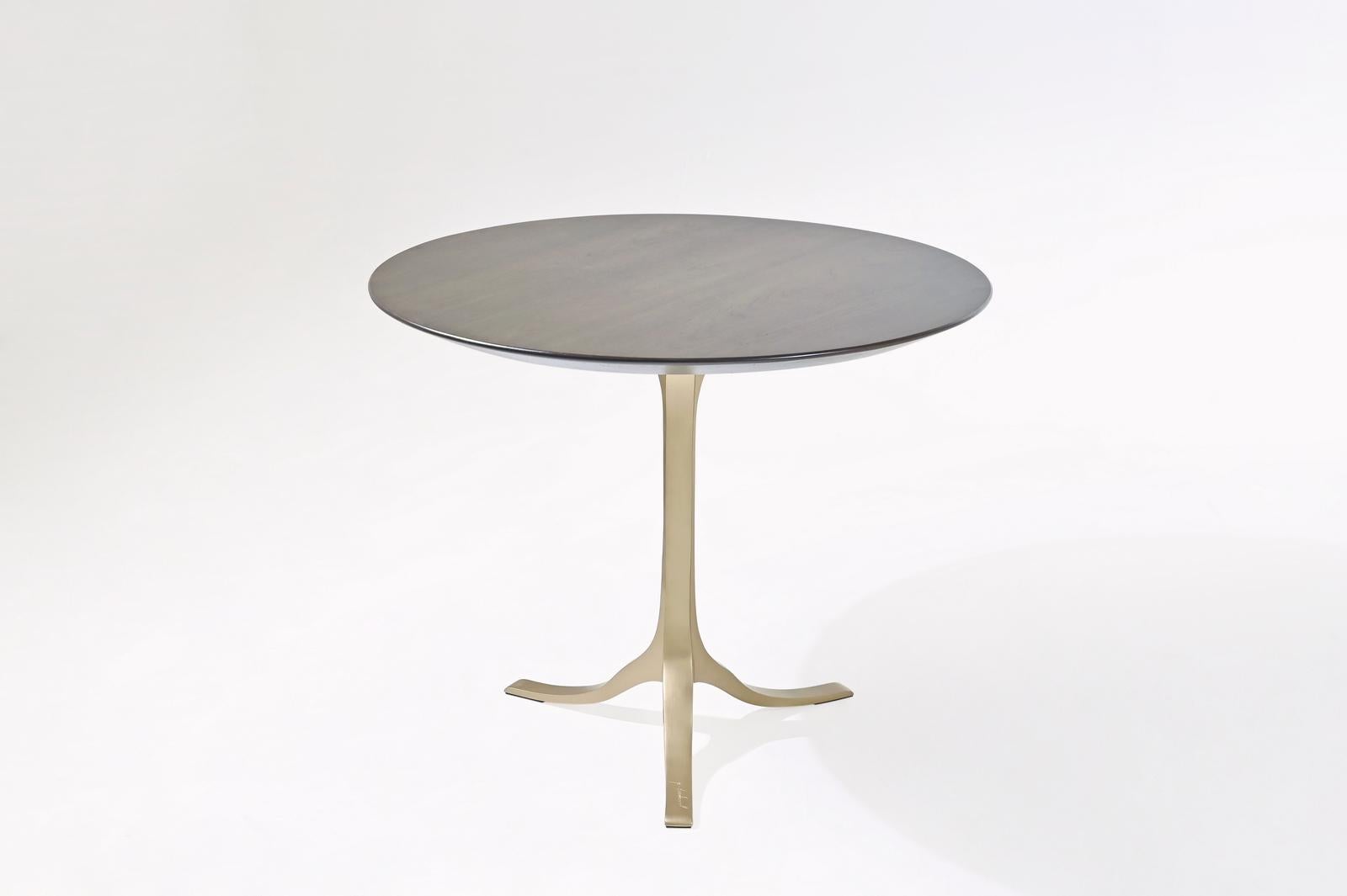 Round Table, Reclaimed Hardwood and Sand Cast Brass Base by P. Tendercool In New Condition For Sale In Bangkok, TH